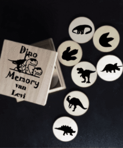 Houten Dinosaurus memory in doosje