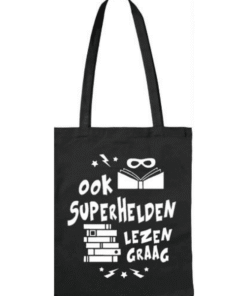 Katoenen tas Ook superhelden lezen graag