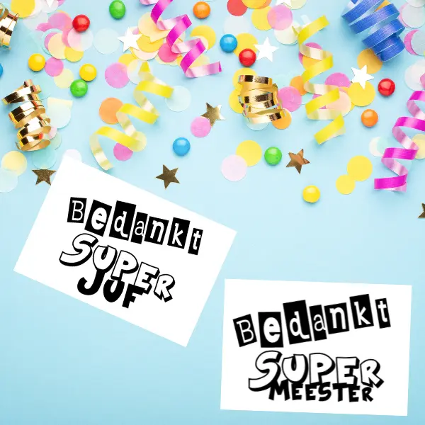 Kadokaartje Bedankt Superjuf of supermeester