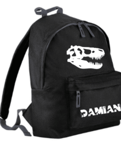 Rugtas dino skelet met naam