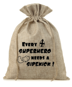 Jute zak Sinterklaas - every superhero needs a sidekick 75x55 cm