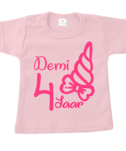 Kids shirt unicorn met naam en leeftijd