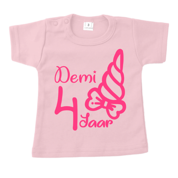 Kids shirt unicorn met naam en leeftijd