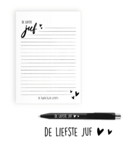 Notitieblok met pen De liefste juf