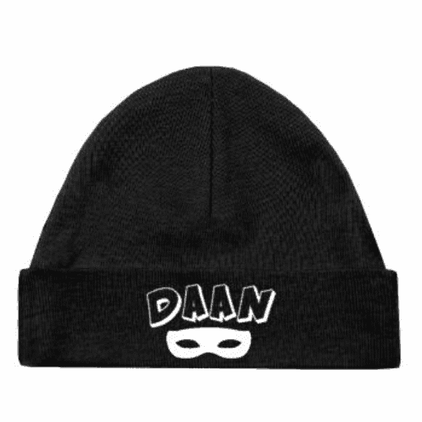 Babymuts masker superheld met naam