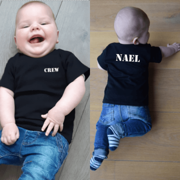 Baby shirt crew met naam