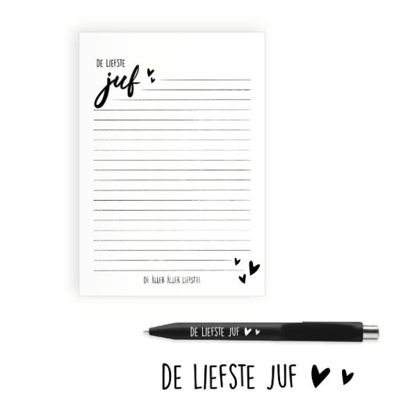Notitieblok met pen De liefste juf