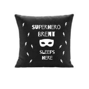 Kussenhoes Superhero sleeps here met naam