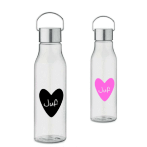 Waterfles juf hart